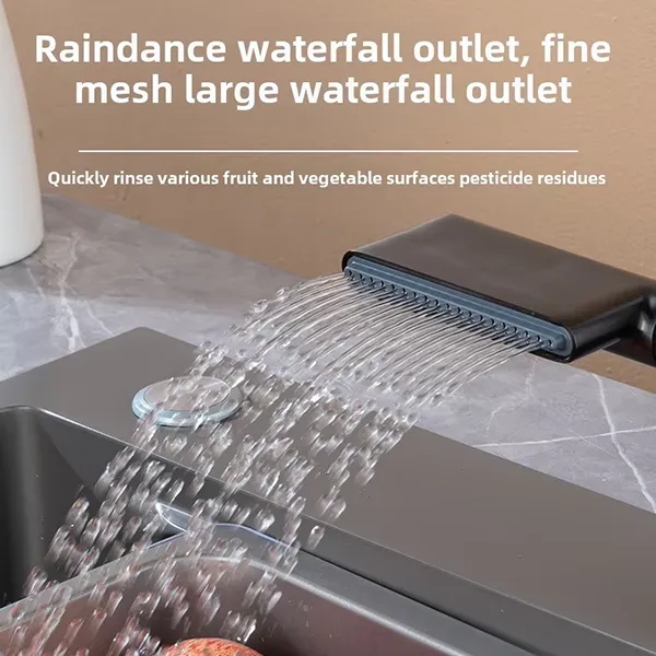 Digital Display Pull Out Waterfall Kitchen Faucet-6