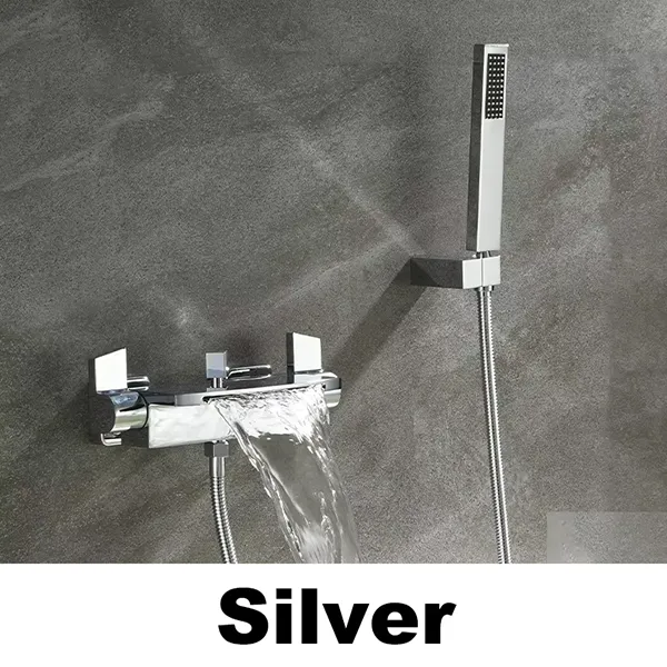 Wall Mounted Brass High Flow Black Gold Tub Filler Matte Black Waterfall Bathtub Faucet Mixer-3