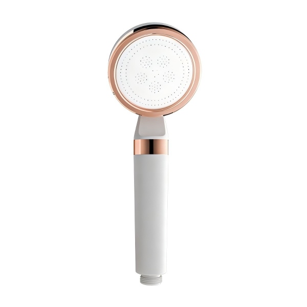 Elegant rose gold detailing, water purification, gentle cleansing for sensitive skin.