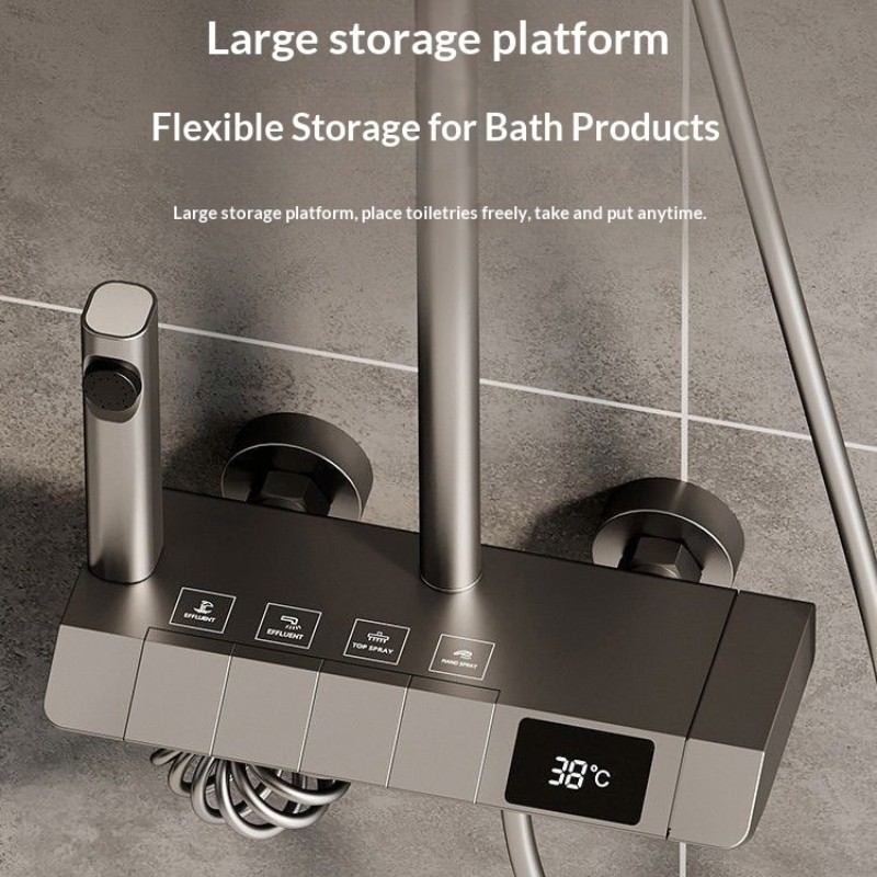 Built-in storage shelf, 4-mode switching, and LED temperature display for a clutter-free bathroom.
